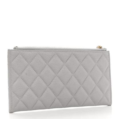 Chanel Caviar Quilted Classic Zip Boy Pouch Grey 3 of 8