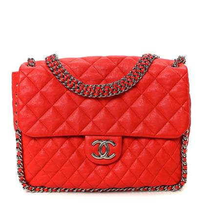 Chanel Washed Lambskin Quilted Maxi Chain Around Flap Red 1 of 10