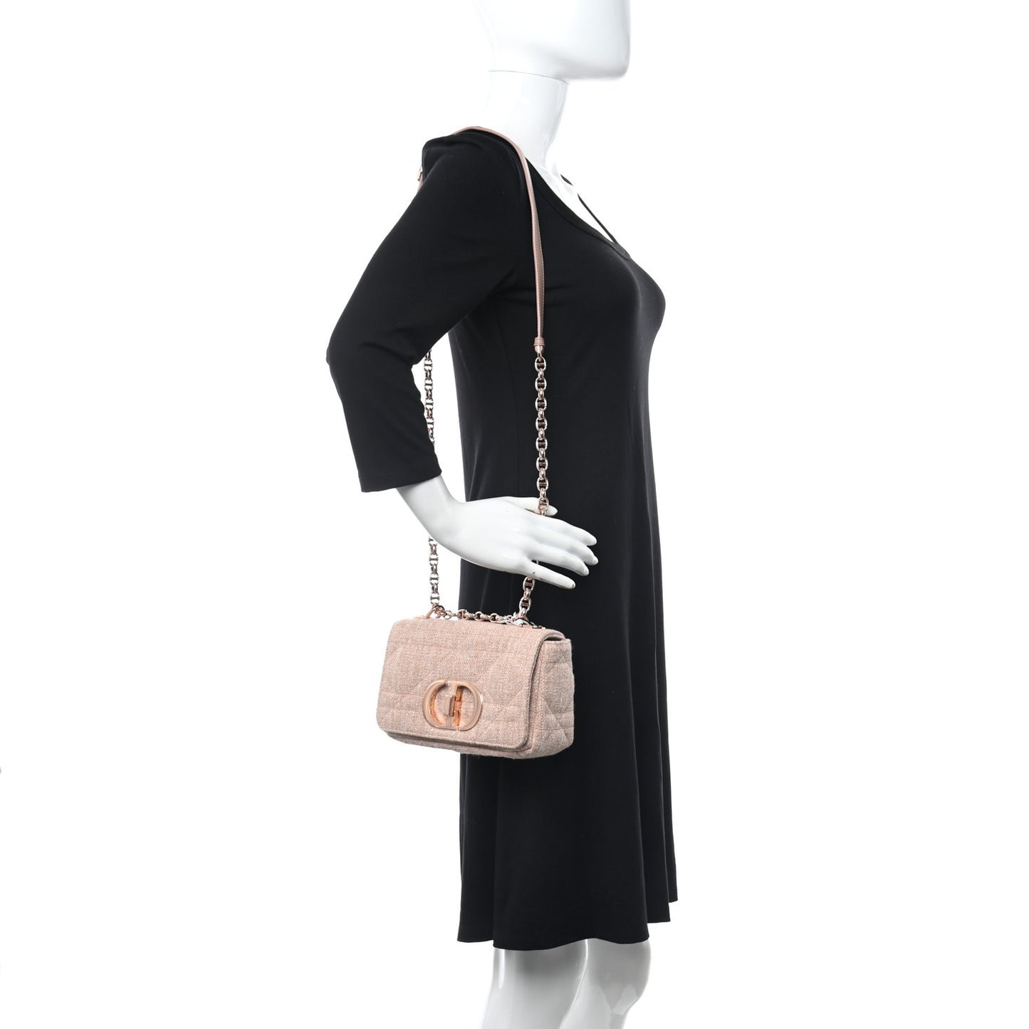 Linen Macrocannage Small Caro Bag Rose
