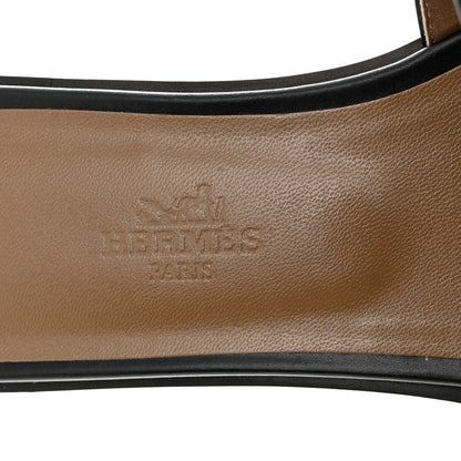 Hermes Box Calfskin Oran Sandals 36.5 Black 7 of 10