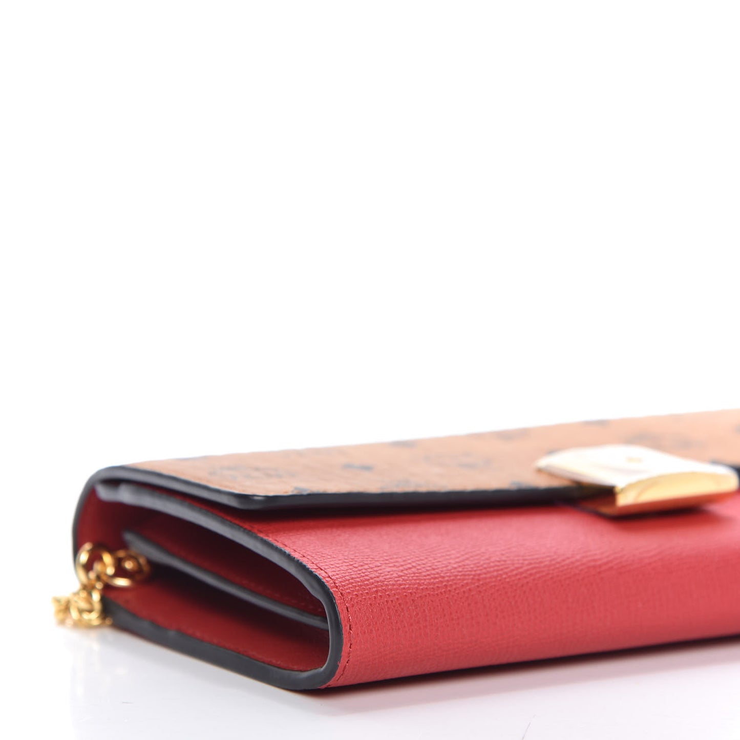 Visetos Calfskin Large Mena Crossbody Wallet On Chain Cognac Ruby Red