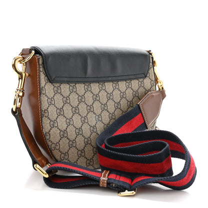 Gucci GG Supreme Monogram Web Medium Padlock Messenger Shoulder Bag Black 3 of 16