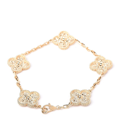 Van Cleef & Arpels 18K Yellow Gold 5 Motifs Vintage Alhambra Bracelet 3 of 7