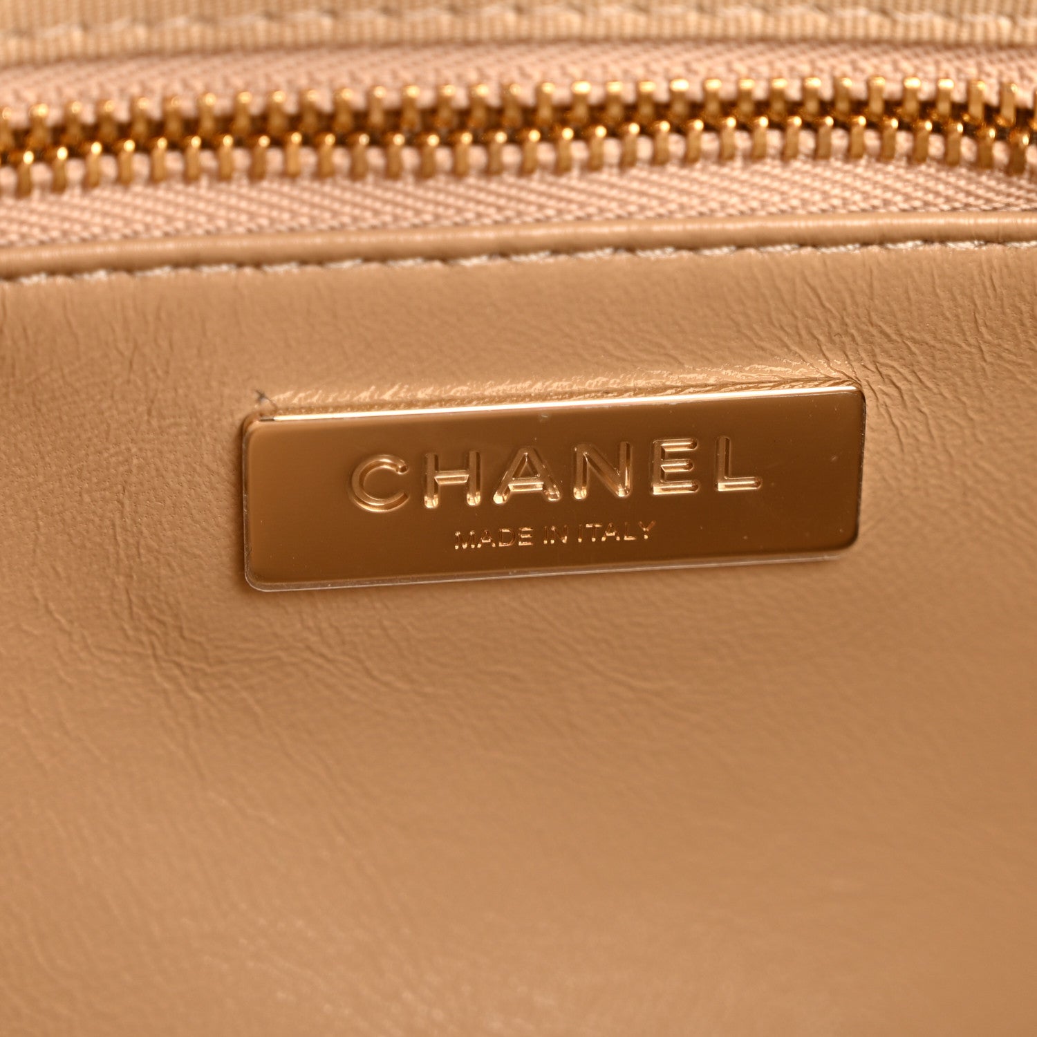 Chanel Shiny Crumpled Calfskin Quilted 31 Shopping Bag Dark Beige 6 of 13