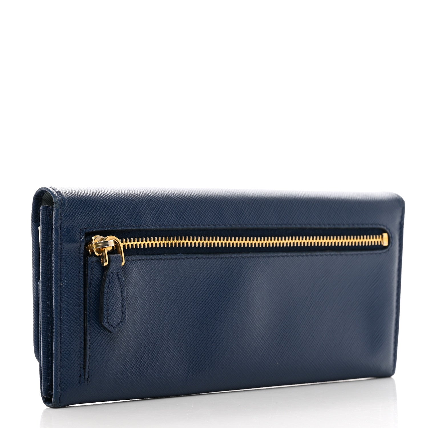 Prada Saffiano Metal Continental Flap Wallet Bleuette Lago White 3 of 10