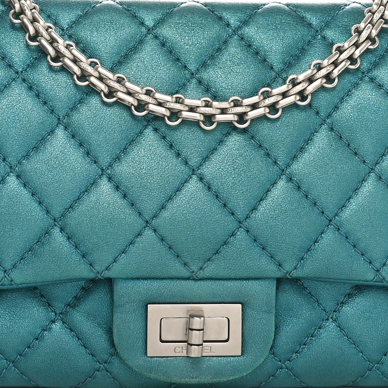Chanel Metallic Calfskin 2.55 Reissue 225 Flap Turquoise 8 of 11