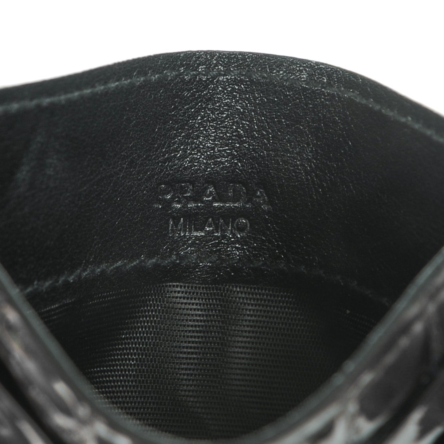 Calfskin Crocodile Embossed Card Case Black