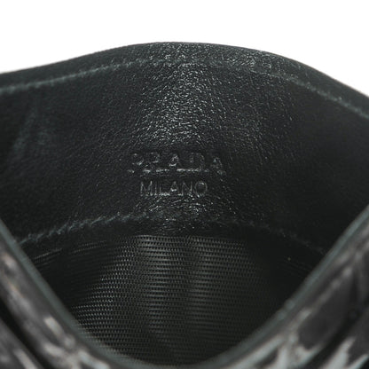Prada Calfskin Crocodile Embossed Card Case Black 6 of 8