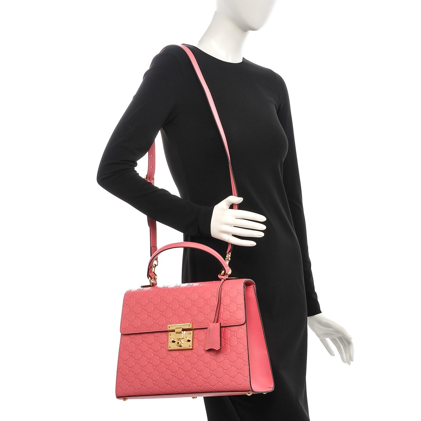 Guccissima Signature Medium Padlock Top Handle Bag Flush