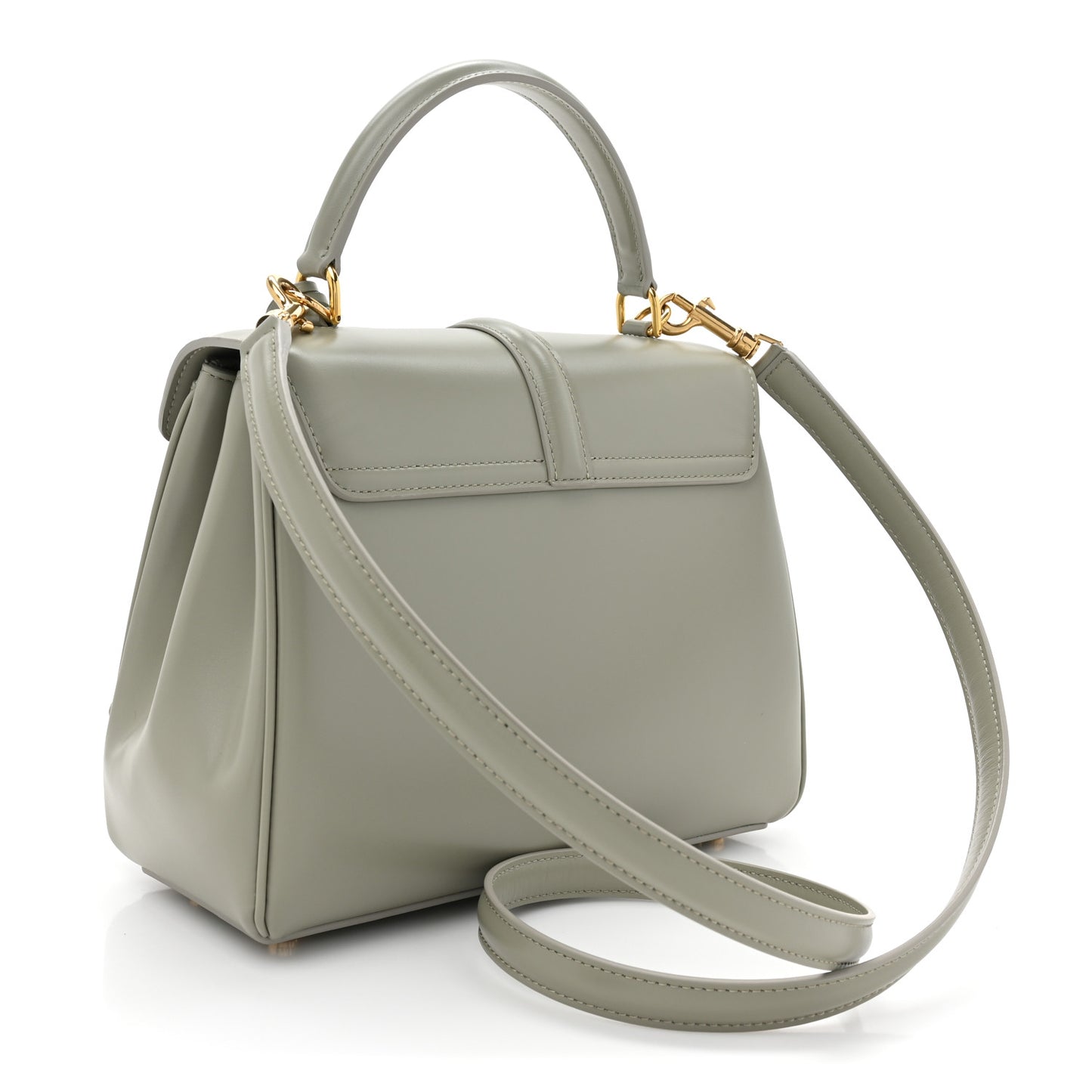 Satinated Calfskin Small 16 Top Handle Bag Green Clay