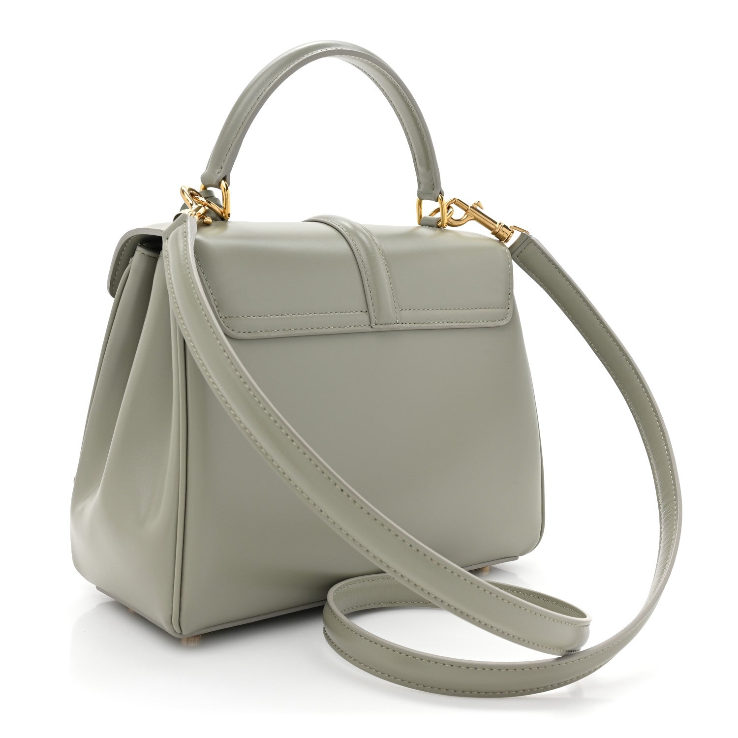 Celine Satinated Calfskin Small 16 Top Handle Bag Green Clay 3 of 13