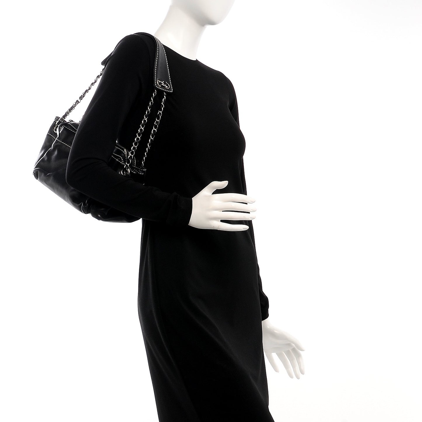 Lambskin Lax Accordion Hobo Black