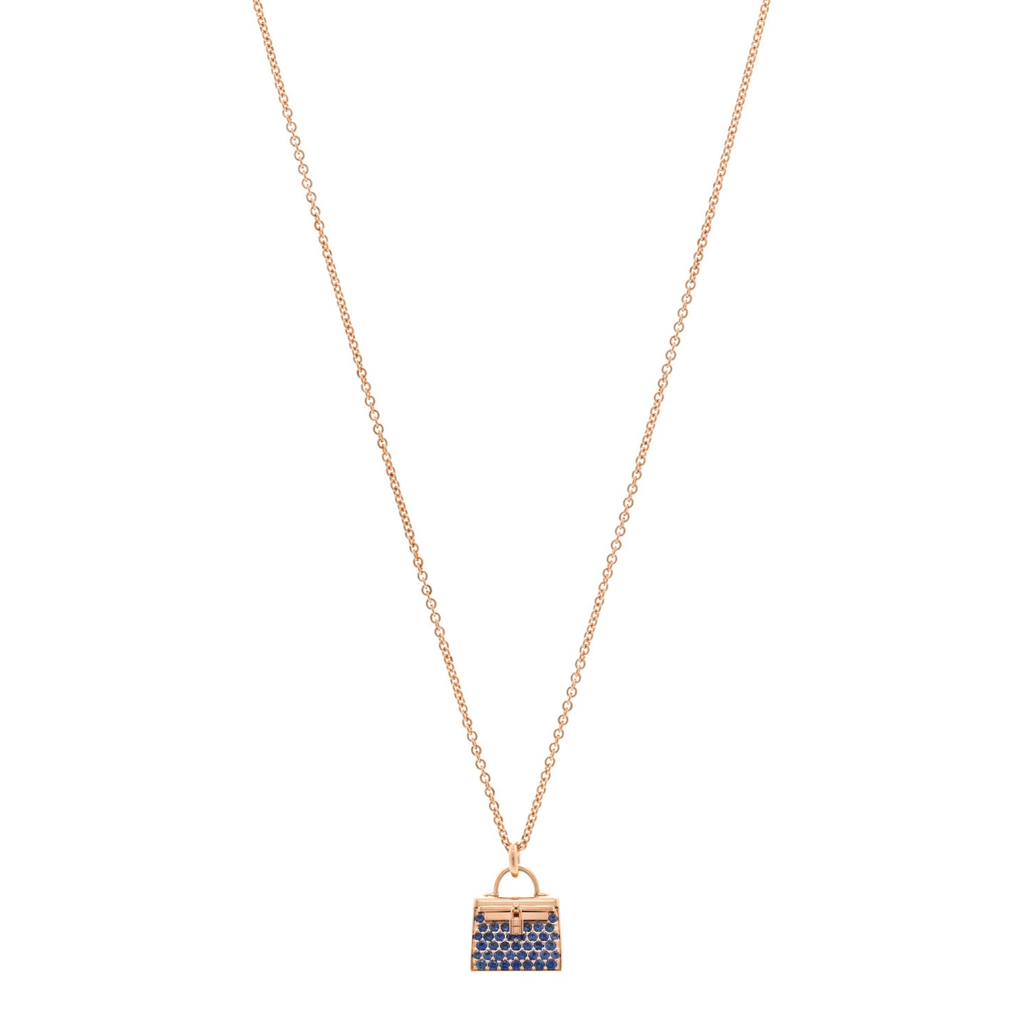 18K Rose Gold Blue Sapphire Kelly Amulettes Pendant Necklace