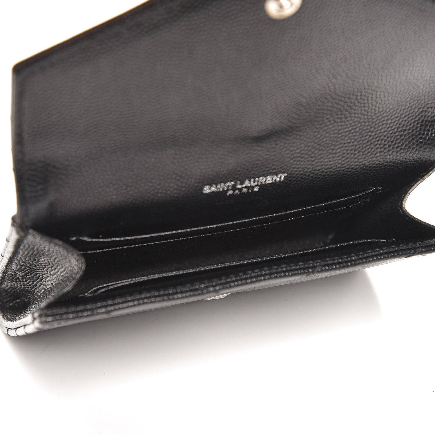 Saint Laurent Grain De Poudre Matelasse Chevron Small Monogram Envelope Wallet Black 5 of 7