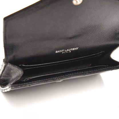 Saint Laurent Grain De Poudre Matelasse Chevron Small Monogram Envelope Wallet Black 5 of 7