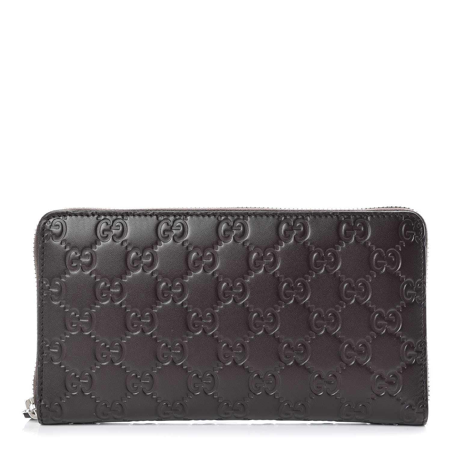 Gucci Guccissima Signature Zip Around Organizer Wallet Chocolate 1 of 10