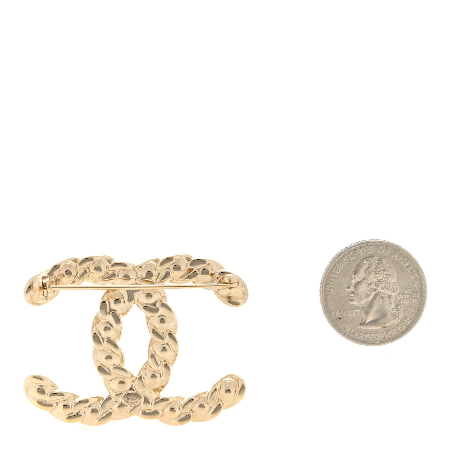 Chanel Crystal CC Brooch Light Gold 2 of 3
