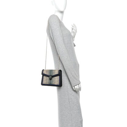 Bulgari Calfskin Snakeskin Serpenti Forever Crossbody Bag Blue Black Multicolor 2 of 9
