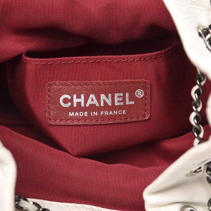 Chanel Aged Calfskin Quilted Gabrielle Bucket White Black 6 of 11