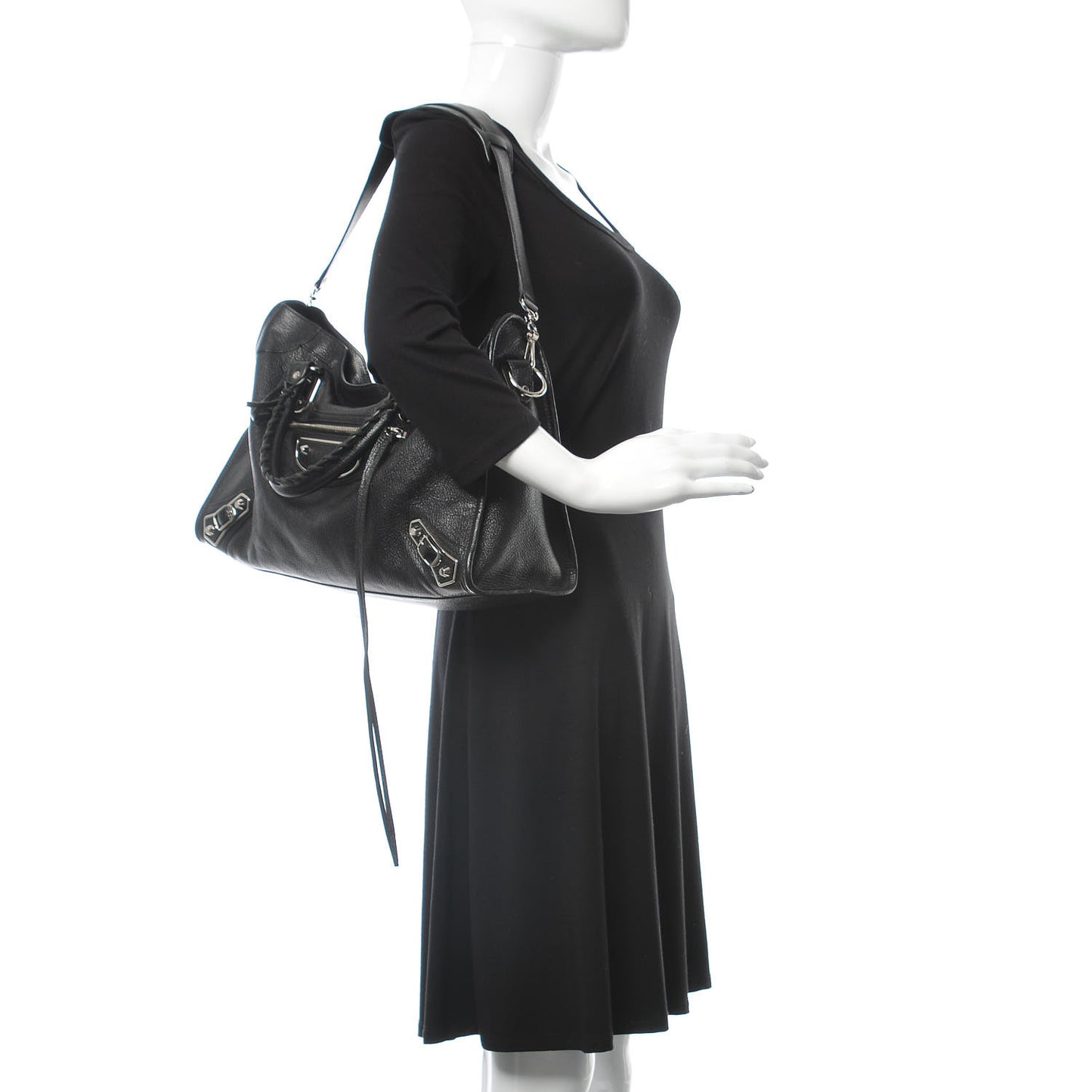 Chevre Silver Metallic Edge Hardware City Black