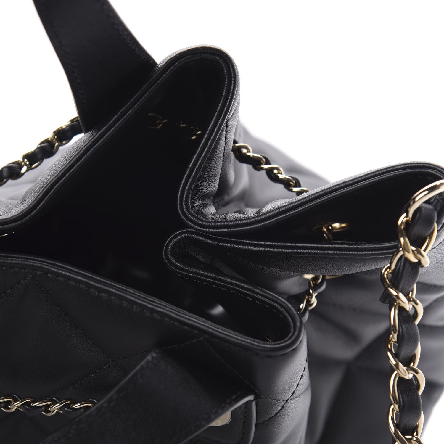 Chanel Lambskin Quilted CC Dweller Drawstring Tote Black 11 of 13