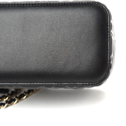 Chanel Lambskin Camellia Embossed Small Vanity Case With Chain Black 11 of 12