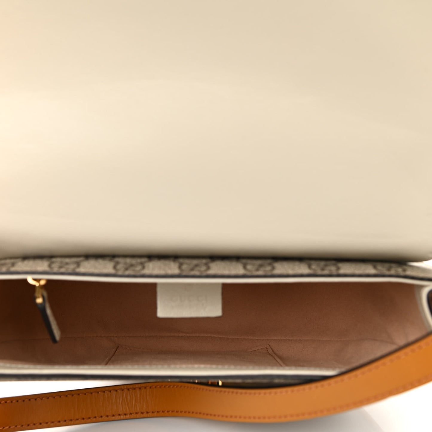 GG Supreme Monogram Calfskin Small Padlock Messenger Shoulder Bag Beige Mystic White Sun Oil