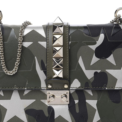 Valentino Garavani Nappa Canvas Camustars Medium Glam Lock Rockstud Flap Green 10 of 10