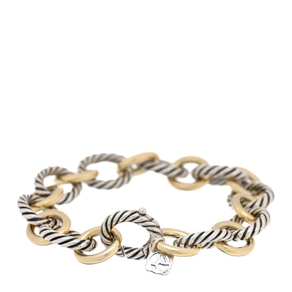 David Yurman Sterling Silver 18K Yellow Gold 12mm Medium Oval Link Bracelet 2 of 3