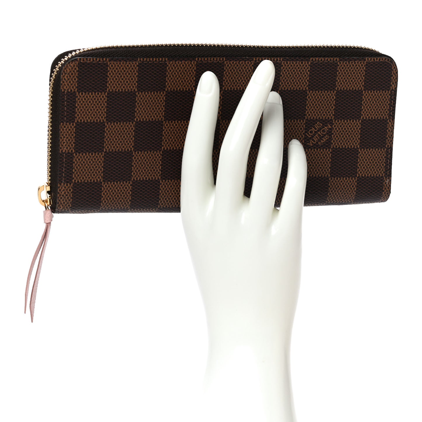 Damier Ebene Zippy Wallet Rose Ballerine