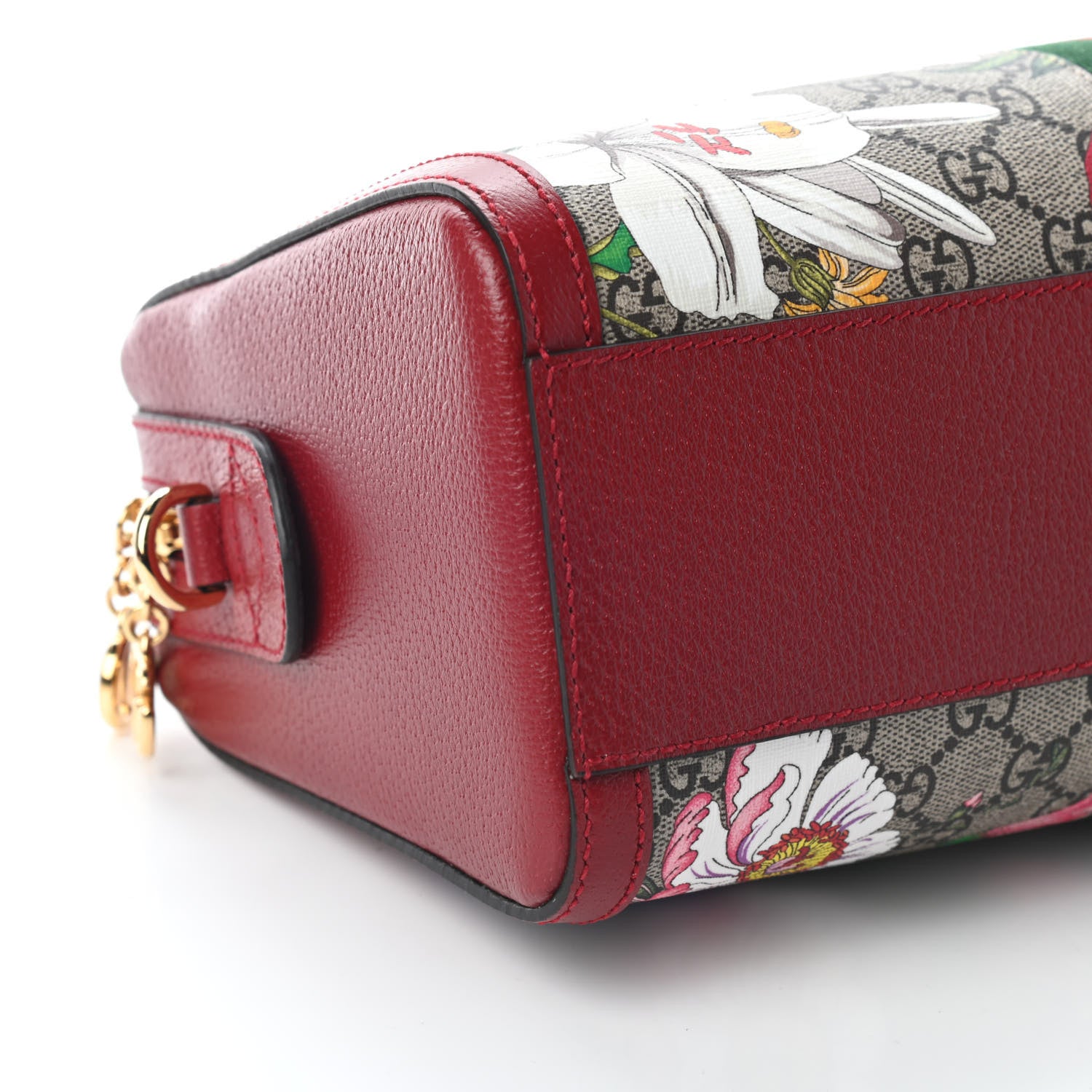 Gucci GG Supreme Monogram Flora Web Medium Ophidia Boston Red 8 of 9