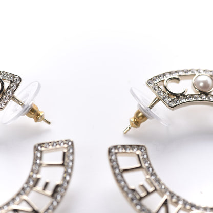 Chanel Crystal Pearl Bow-tiful CC Hoop Earrings Gold 3 of 4