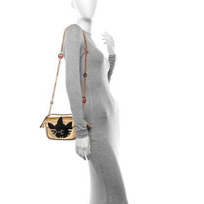 Gucci X ADIDAS Textured Dollar Calfskin Web Trefoil Horsebit 1955 Shoulder Bag King Gold Black 2 of 12