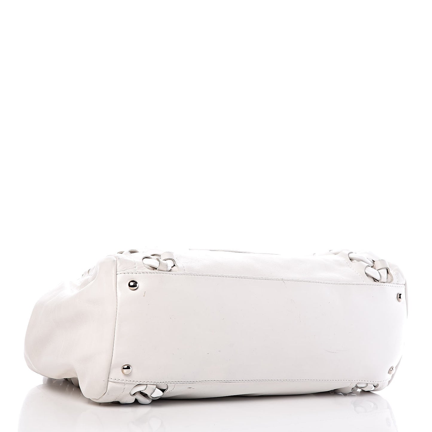 Calfskin Modern Chain Rhodoid East West Tote White