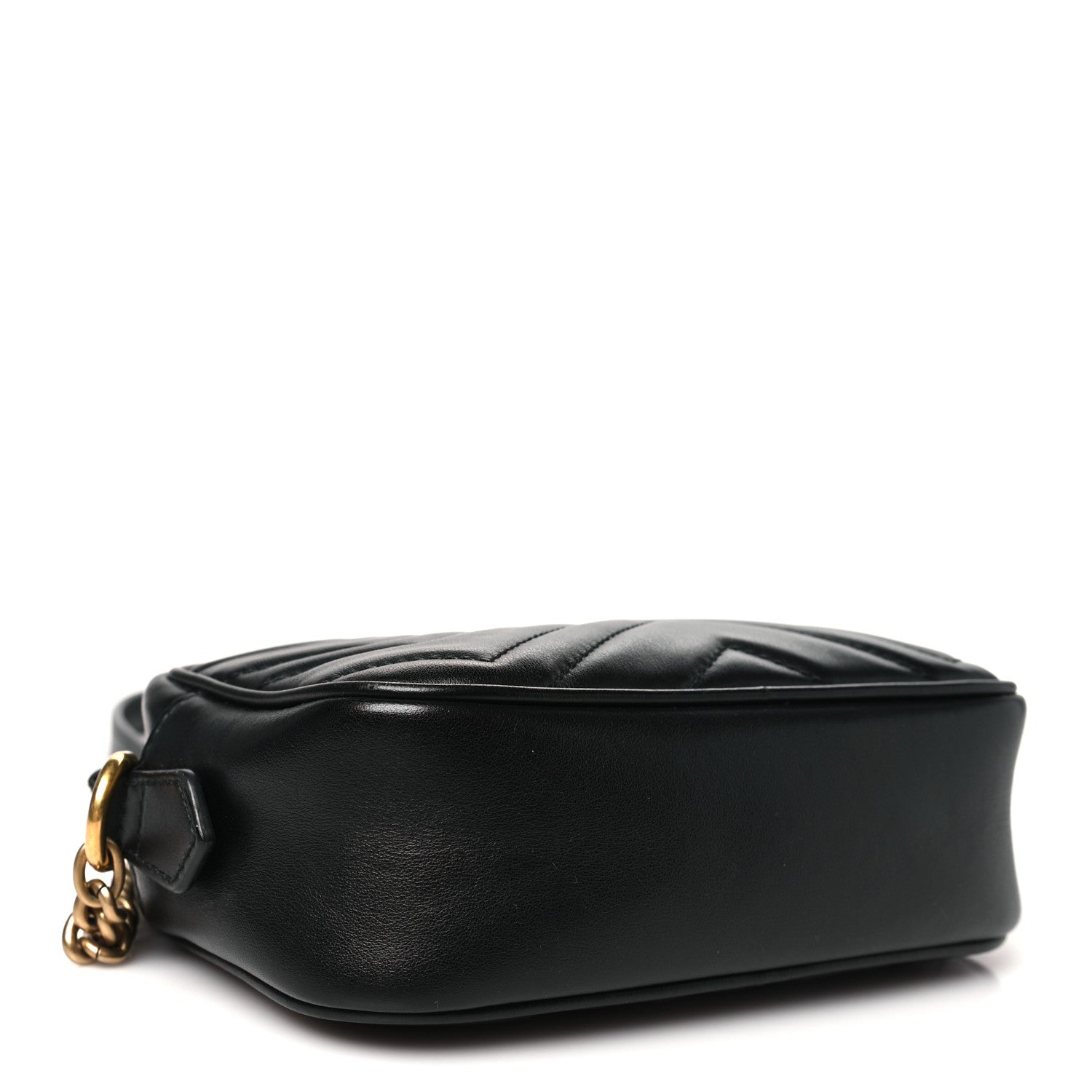 Gucci Calfskin Matelasse Mini GG Marmont Chain Shoulder Bag Black 4 of 12