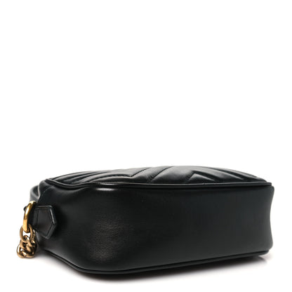 Gucci Calfskin Matelasse Mini GG Marmont Chain Shoulder Bag Black 4 of 12