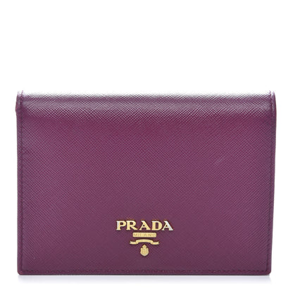 Prada Saffiano Metal Bi-Fold Wallet Purple 1 of 9