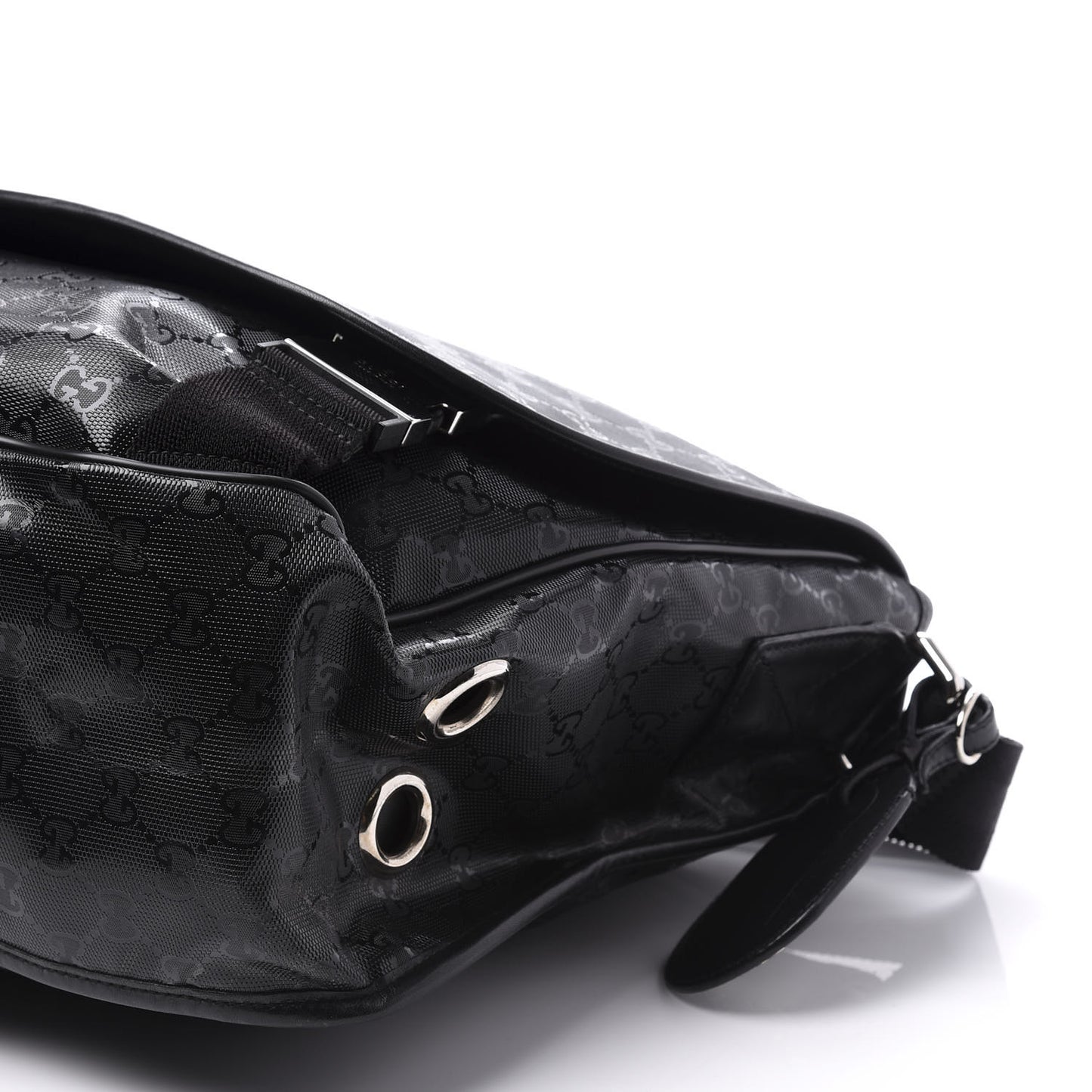 Imprime Monogram Medium Web 500 by Gucci Double Buckle Flap Messenger Bag Black