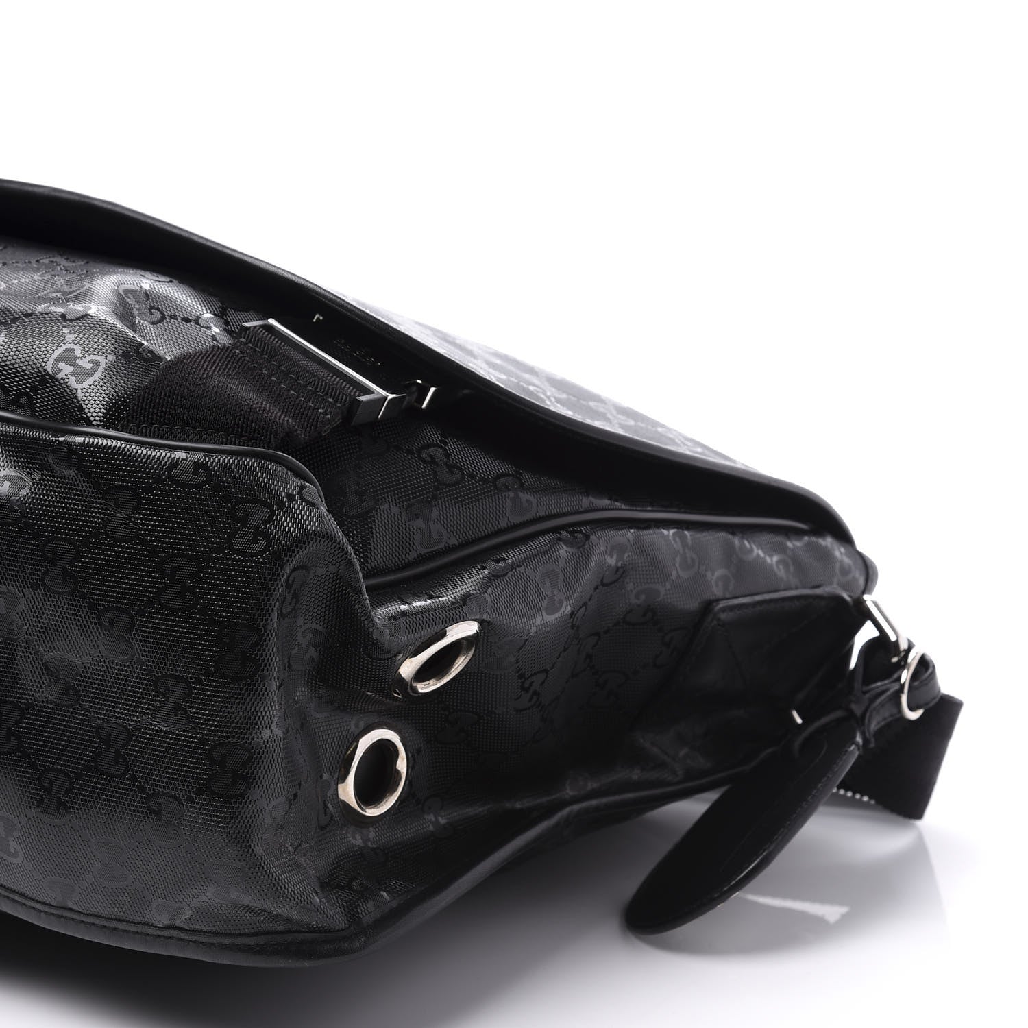 Gucci Imprime Monogram Medium Web 500 by Gucci Double Buckle Flap Messenger Bag Black 10 of 14