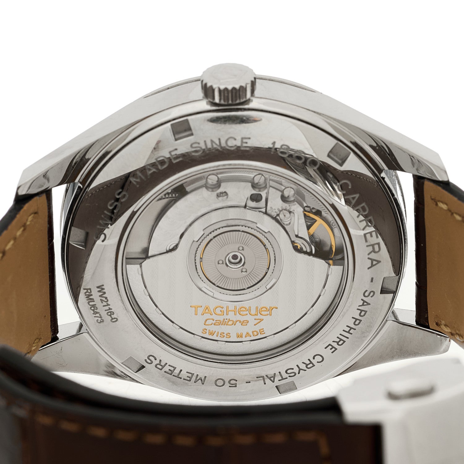 Tag Heuer Stainless Steel Alligator 38mm Carrera Calibre 7 Twin-Time Automatic Watch Silver WV2116-0 4 of 5