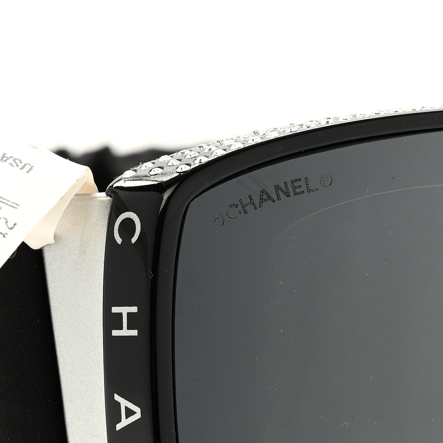 Chanel Crystal Acetate Technical Satin Shield Sunglasses Black 5 of 5