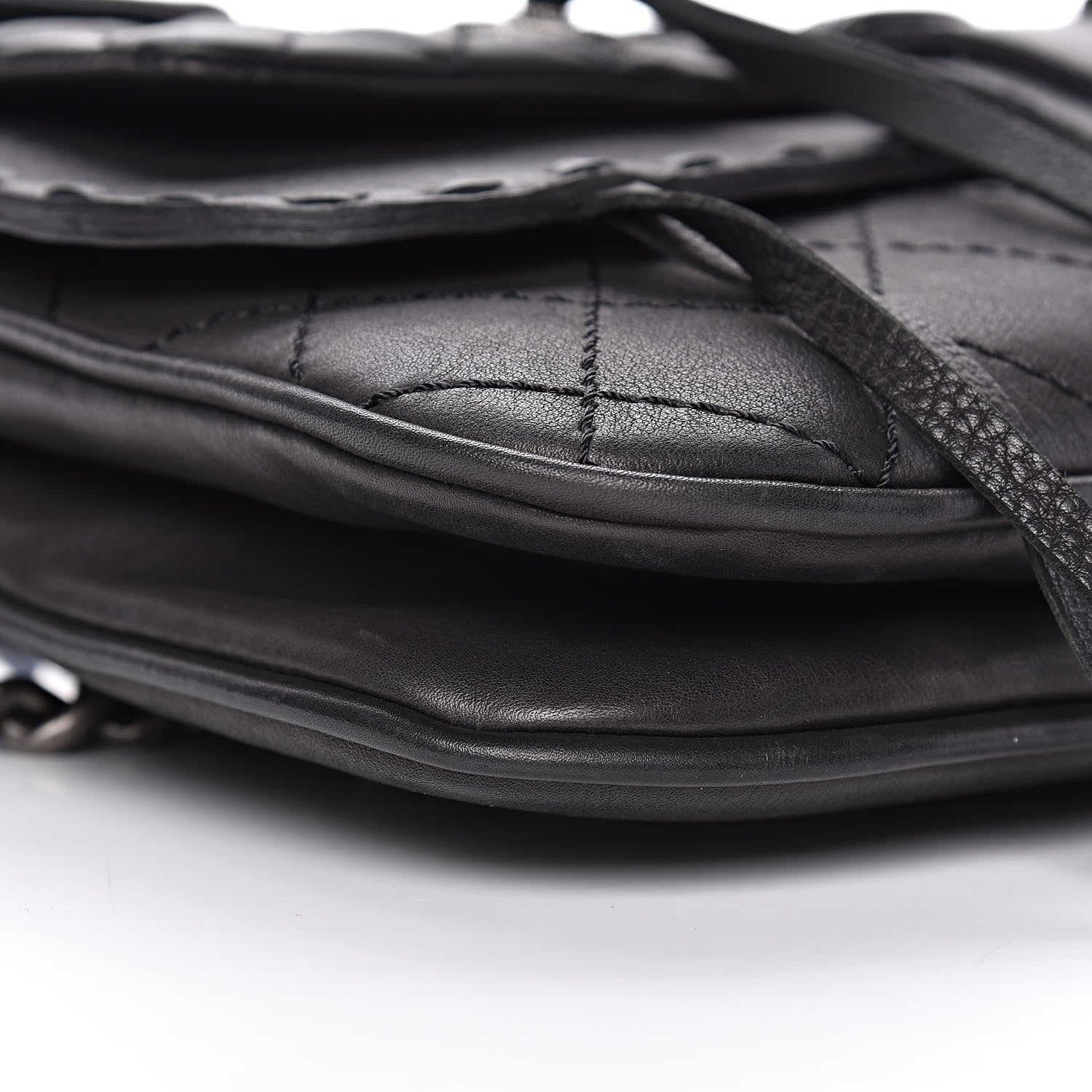 Chanel Calfskin Quilted Large Ride My Bag Messenger Black 12 of 13