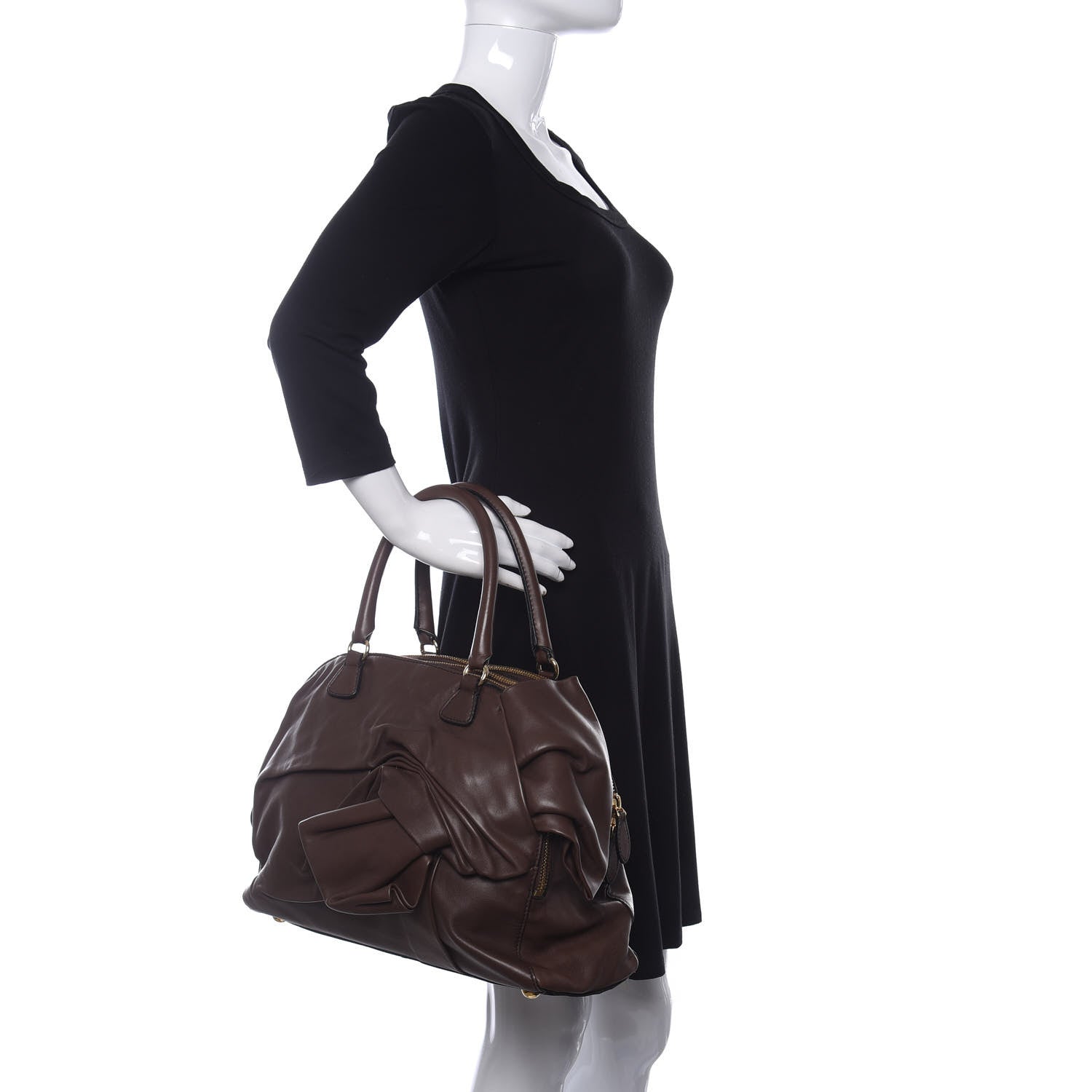 Valentino Garavani Nappa Bow Dome Tote Brown 2 of 8