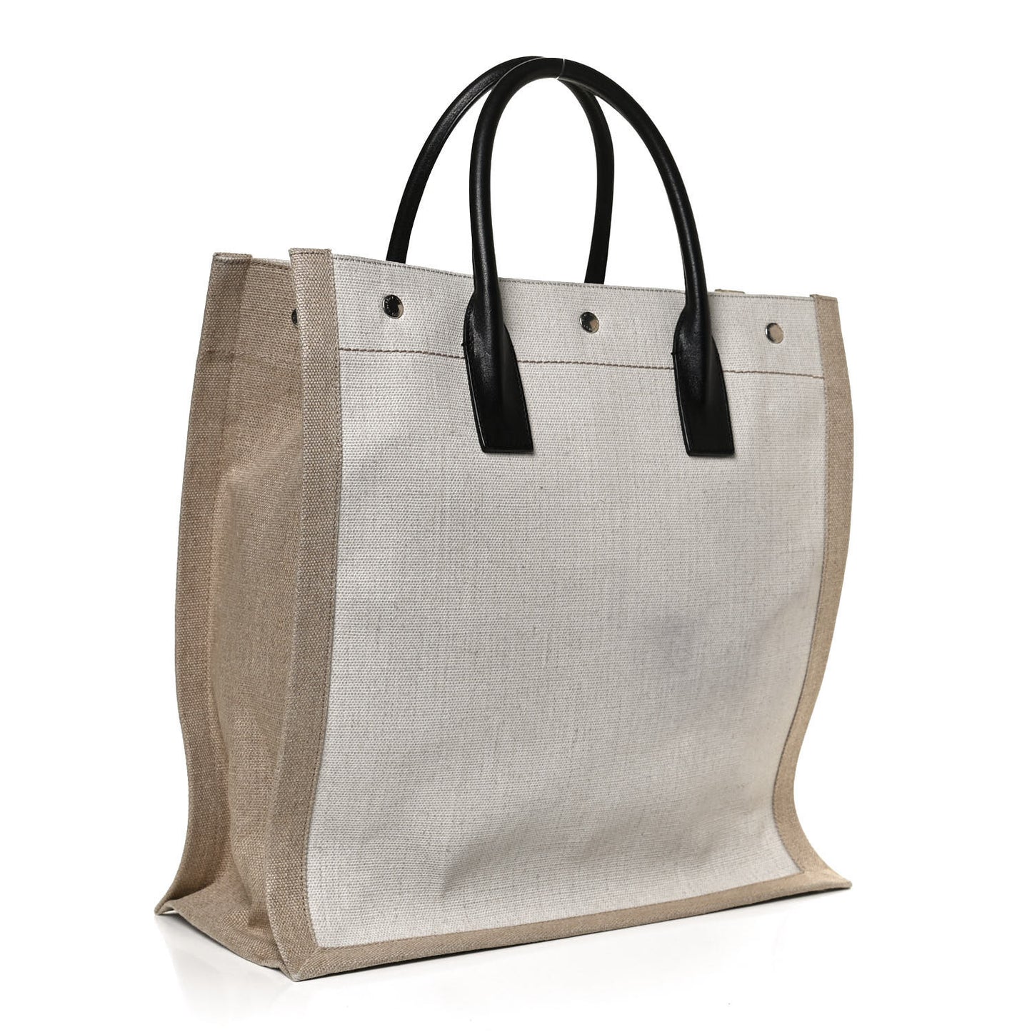 Linen Calfskin Rive Gauche North South Tote Optic White