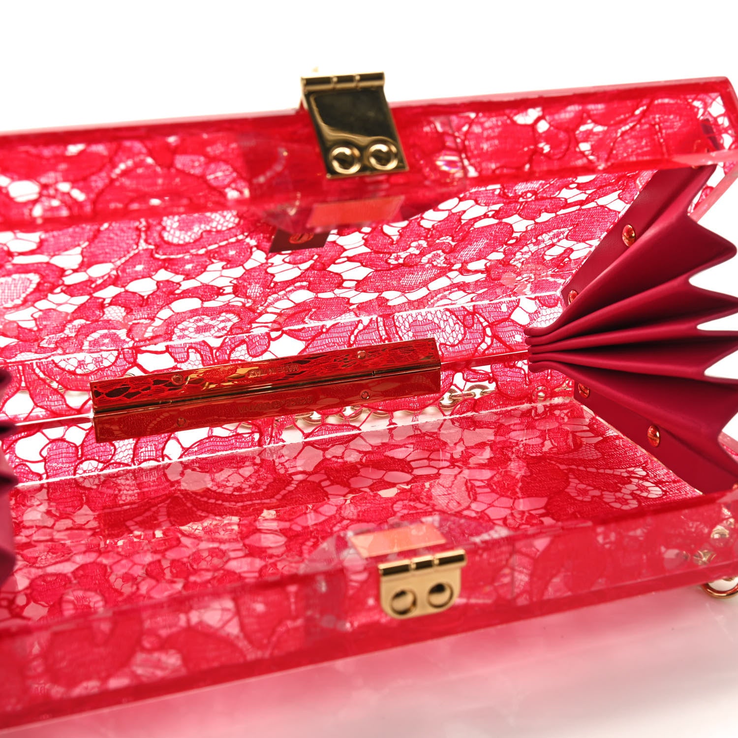 Dolce & Gabbana Plexiglass Lace Dolce Box Clutch Red 5 of 8