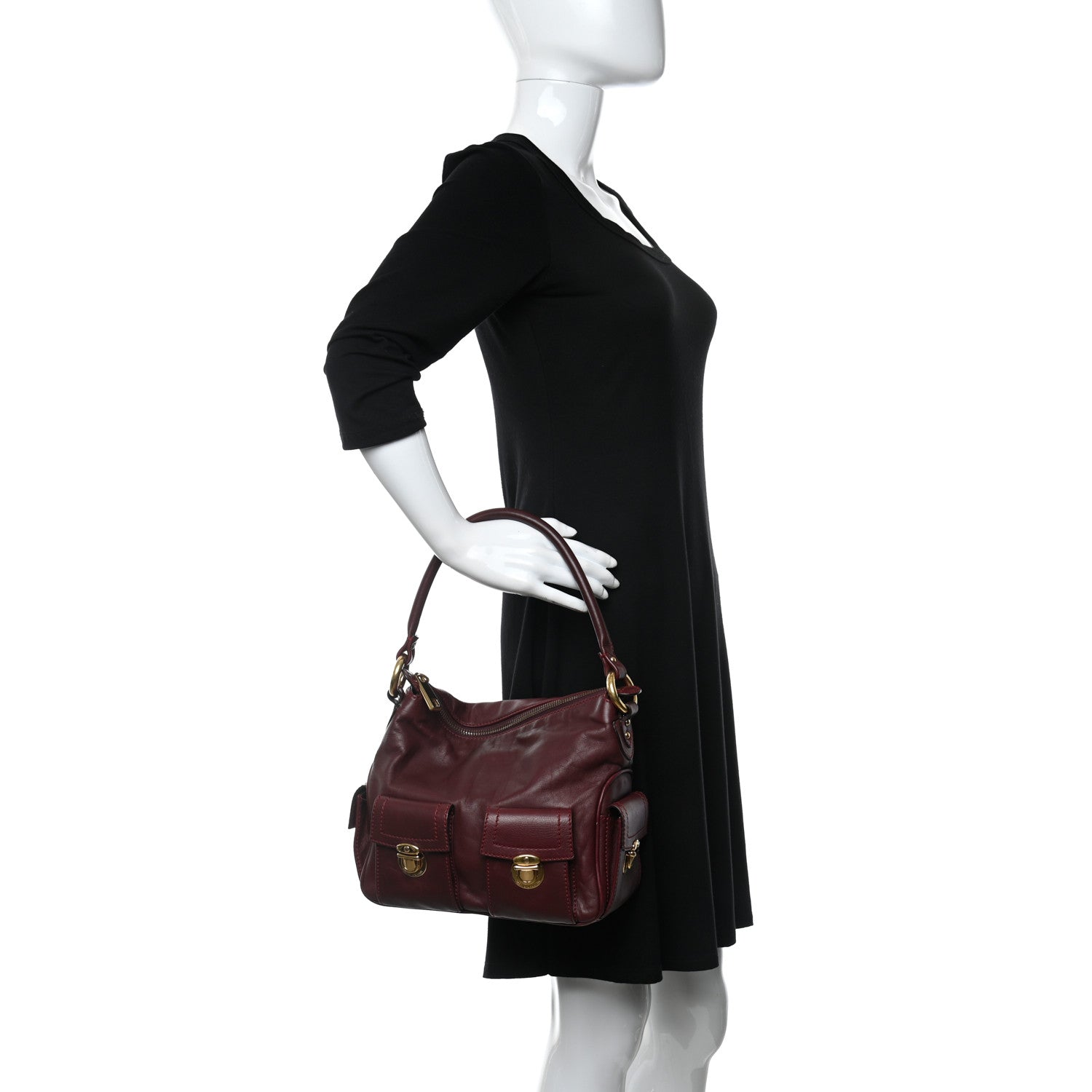 Marc Jacobs Calfskin Mercer Sofia Hobo Bag Merlot 2 of 10