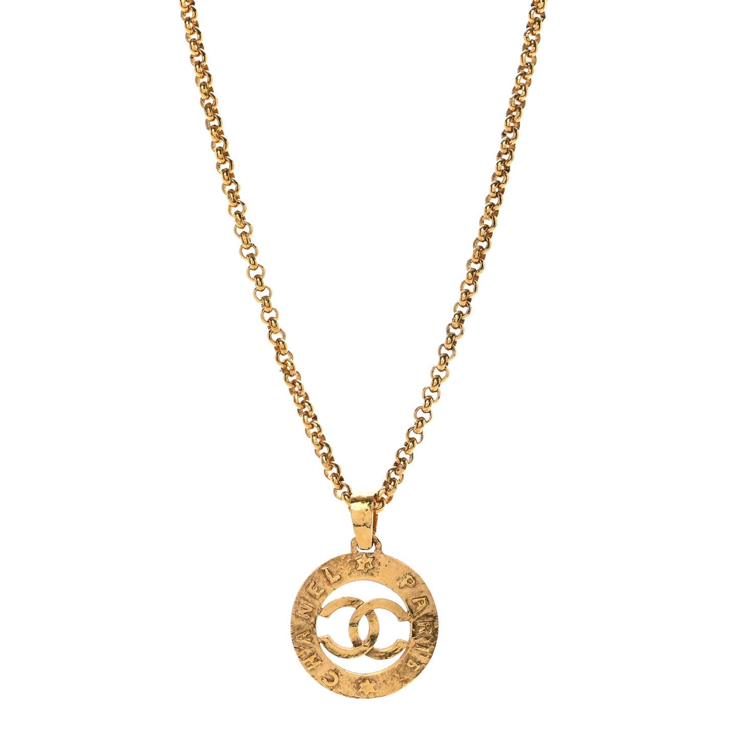 CC Chain Pendant Long Necklace Gold