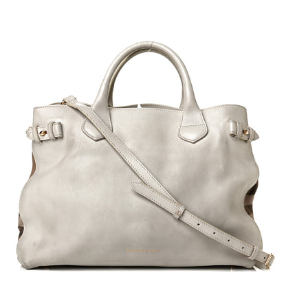 Burberry Calfskin House Check Large Banner Tote White 1 of 8