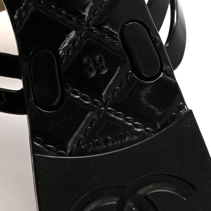 Chanel Jelly Camellia Thong Sandals 39 Black Ivory 7 of 9