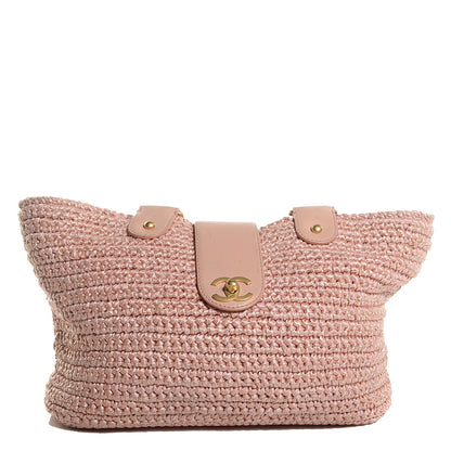 Chanel Straw Raffia Tote Pink 1 of 9